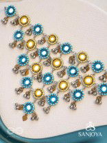 Parigha - The Cloud Line - Beads And Mirror Hand Embroidered Oxidised Neckpiece