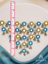 Parigha - The Cloud Line - Beads And Mirror Hand Embroidered Oxidised Neckpiece