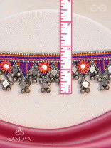 Sunarda - Amber Horizon - Mirror And Beads Hand Embroidered Oxidised Neckpiece