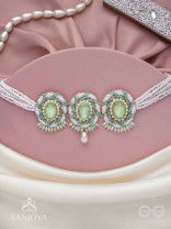 Tankasala - Frosted Fern - Stones And Pearls Hand Embroidered Neckpiece