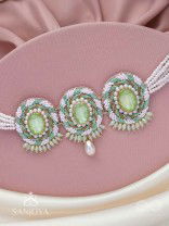 Tankasala - Frosted Fern - Stones And Pearls Hand Embroidered Neckpiece