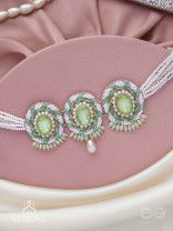 Tankasala - Frosted Fern - Stones And Pearls Hand Embroidered Neckpiece