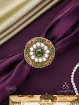 Aranyaja - Born In Forest - Beads And Stone Hand Embroidered Ring (Adjustable)