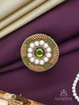 Aranyaja - Born In Forest - Beads And Stone Hand Embroidered Ring (Adjustable)