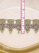 The Olive Chimes - Enamelled Oxidised Choker Neckpiece