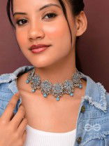 Heavenly Skies - Enamelled Oxidised Neckpiece