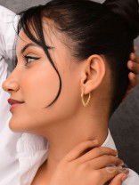 Shimmer Drops - Golden Stainless Steel Earrings With Anti-Tarnish Coating