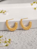 Radiant Crescents - Golden Stainless Steel Earrings With Anti-Tarnish Coating