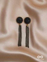 The Midnight Haze - Statement Golden & Black Earrings 