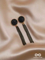 The Midnight Haze - Statement Golden & Black Earrings 