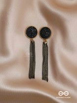 The Midnight Haze - Statement Golden & Black Earrings 