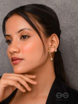 Draped Elegance - Golden Pearl Studded Ear Cuff (One Ear)