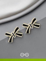 Knotty  And Nice - Golden Embellished Studs (Black)