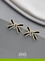Knotty  And Nice - Golden Embellished Studs (Black)