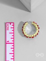 Sparkling Halo - Golden Embellished Ring (Red)
