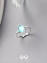 Sky Shower Droplet - Blue Enamelled Ring 