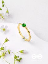 The Emerald Glow - Embellished Golden Ring