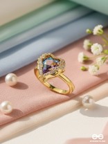 Love's Luminescence - Golden Embellished Ring (Adjustable)