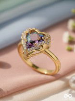 Love's Luminescence - Golden Embellished Ring (Adjustable)