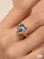 Love's Luminescence - Golden Embellished Ring (Adjustable)