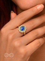 The Luminescent Loop - Golden Embellished Ring (Adjustable)