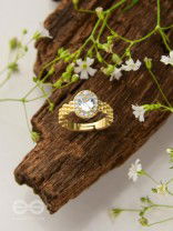The Radiant Rhinestone - Golden Cubic Zirconia Ring 