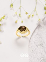 The Espresso Embrace- Golden Beaded Ring 
