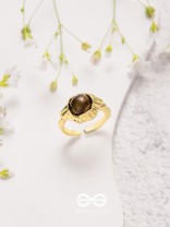The Espresso Embrace- Golden Beaded Ring 