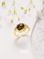 The Espresso Embrace- Golden Beaded Ring 