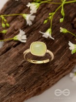 Lime Lush - Statement Golden Embellished Ring 