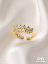 Glistening Leaf - Golden Embellished Ring 