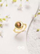 Gilded Latte Elegance - Golden Beaded Ring 