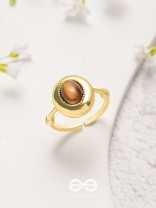 Gilded Latte Elegance - Golden Beaded Ring 