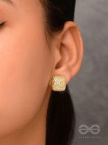 The Mosaic Squares - Golden Stud Earrings