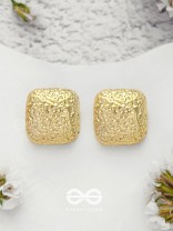 The Mosaic Squares - Golden Stud Earrings