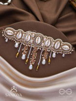 Abdhimanduki - The Pearl Lagoon- Shells, Beads, Pearl And Glass Drops Hand Embroidered Neckpiece