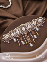 Abdhimanduki - The Pearl Lagoon- Shells, Beads, Pearl And Glass Drops Hand Embroidered Neckpiece