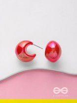 Groovy Arcs - Holographic Acrylic Earrings (Red)