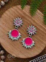 The Rosy Reefs - Statement  Enamelled Oxidised Ear Jackets