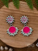 The Rosy Reefs - Statement  Enamelled Oxidised Ear Jackets