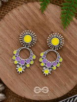 The Twilight Bloom - Statement Enamelled Oxidised Ear Jackets