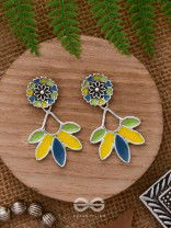 Sunlit Meadows - Statement Enamelled Oxidised Ear Jackets