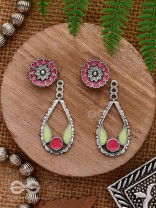 Enchanted Garden Wings - Statement Enamelled Oxidised Ear Jackets