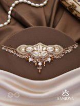 Parikul- The Shore Landscape- Shells, Beads And Glass Drops Hand Embroidered Choker Neckpiece