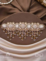 Bhadrashochi- The Shimmering Shower- Shells, Beads, Mirror And Glass Drops Hand Embroidered Choker Neckpiece