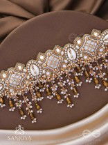 Bhadrashochi- The Shimmering Shower- Shells, Beads, Mirror And Glass Drops Hand Embroidered Choker Neckpiece