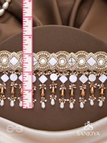 Devasattra- The Festive Downpour- Mirrors, Beads, Pearl And Glass Drops Hand Embroidered Choker Neckpiece