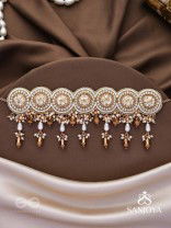 Stavaka- The Beloved Bouquet- Beads, Pearl And Glass Drops Hand Embroidered Choker Neckpiece