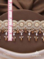 Stavaka- The Beloved Bouquet- Beads, Pearl And Glass Drops Hand Embroidered Choker Neckpiece