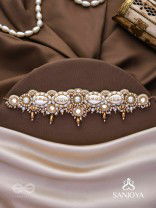 Alingana- The Chaste Embrace- Shells, Beads And Glass Drops Hand Embroidered Choker Neckpiece